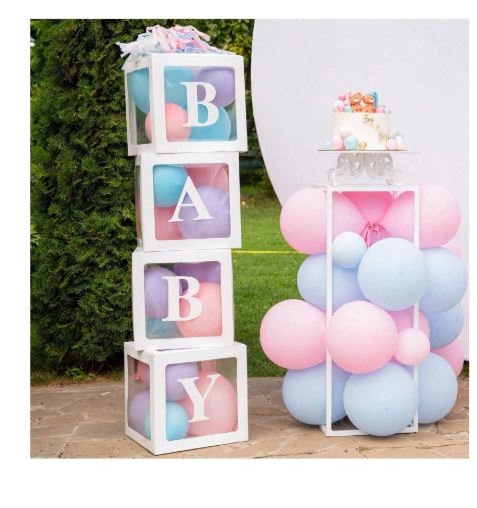 Boîtes de ballons blancs, avec lettres  baby