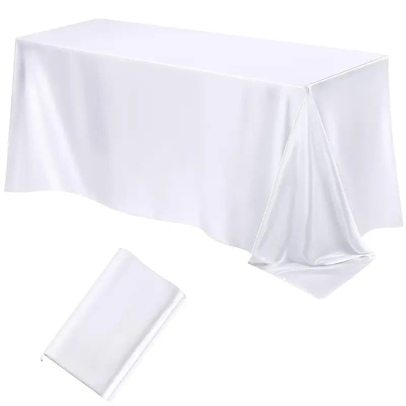 Nappe en Satin de Couleur Unie, Élégante Couverture de Table Rectangulaire