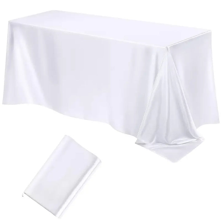 Nappe en Satin de Couleur Unie, Élégante Couverture de Table Rectangulaire