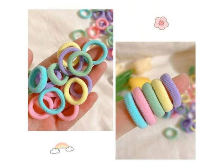 100 pièces d'élastiques colorés pour cheveux de filles, mini chouchous, accessoires de cheveux pour enfants