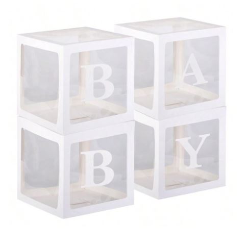 Boîtes de ballons blancs, avec lettres  baby
