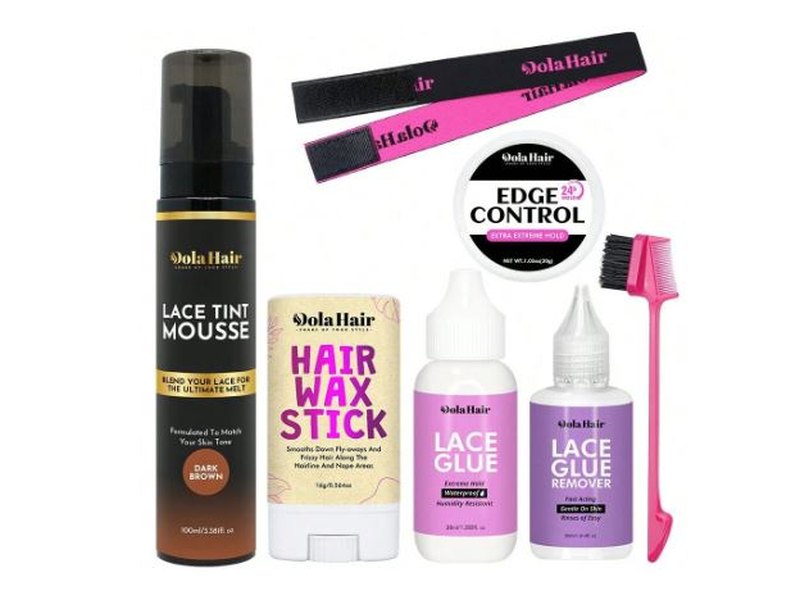 Ensemble De Kit De Colle De Perruque En Dentelle De 7 Pièces, Mousse Pour Cheveux Teintée En Dentelle