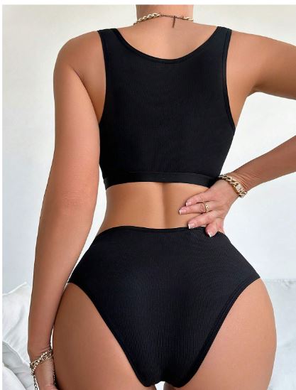 Ensemble Lingerie Maille Contrastée – Soutien-Gorge & Culotte