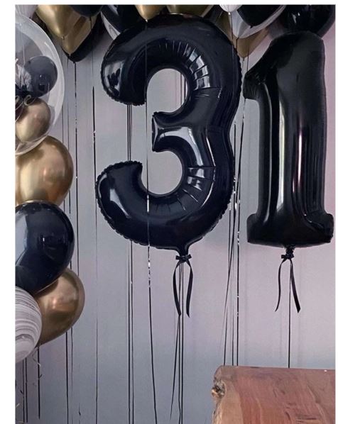 Ballon noir avec numéro pour fête , un chiffre
