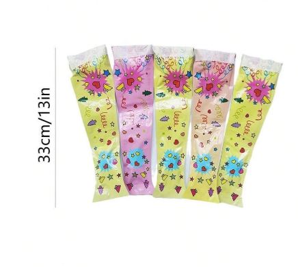 Canons à confettis surprise – 5 pièces, couleurs aléatoires