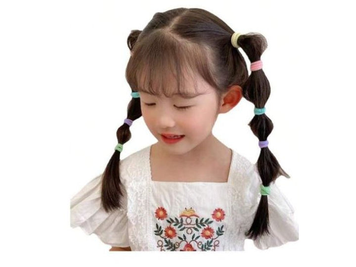 100 pièces d'élastiques colorés pour cheveux de filles, mini chouchous, accessoires de cheveux pour enfants
