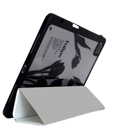 Etui protecteur transparent magnifique à double face peint avec fleur noire et lettre en acrylique cristal