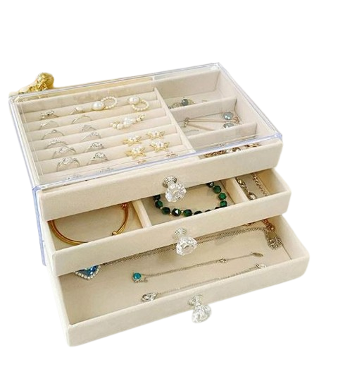 Boîte à Bijoux avec 3 Compartiments – Multiples coloris
