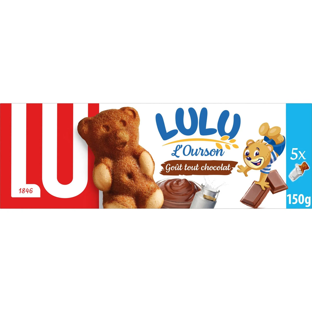 LU-Gâteaux fourrés au chocolat tout chocolat L'Ourson LuLu La boîte de 5 sachets - 150 g