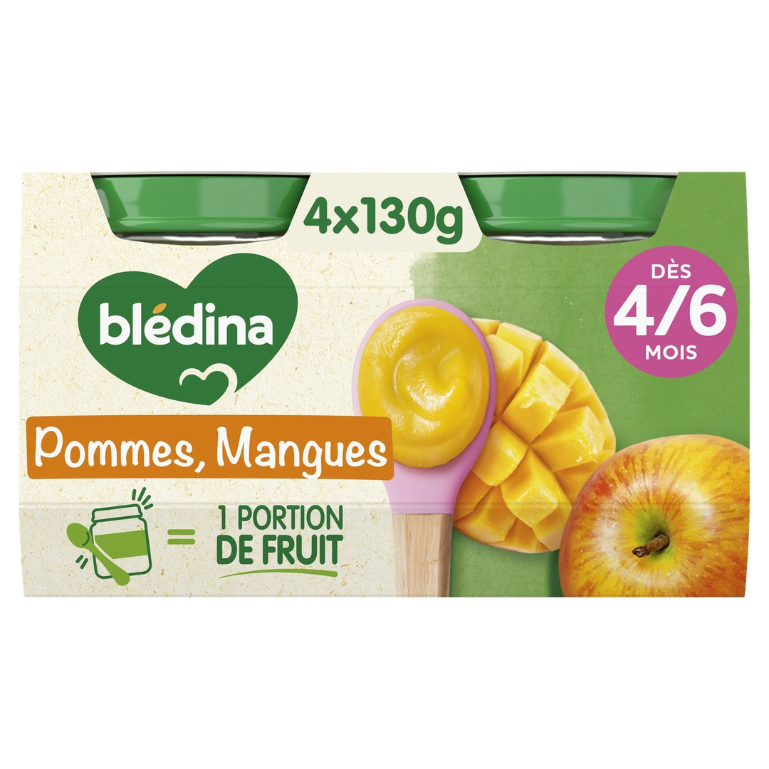 BLEDINA-Compote bébé dès 6 mois Pomme Mangue-4X130g