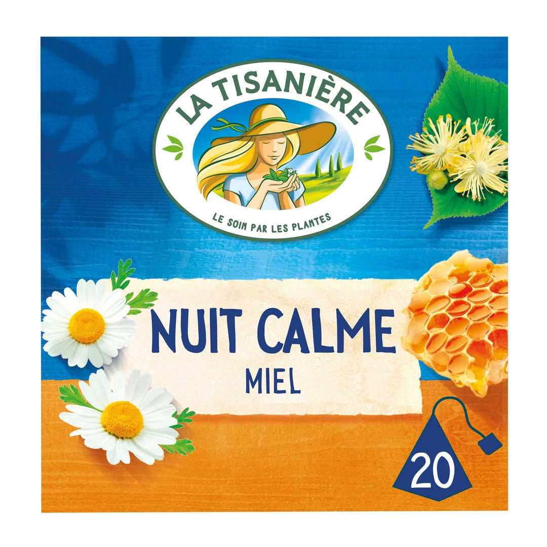 LA TISANIÈRE - Nuit calme Reine des prés - Thé au Tilleul Oranger Camomille - 20 sachets