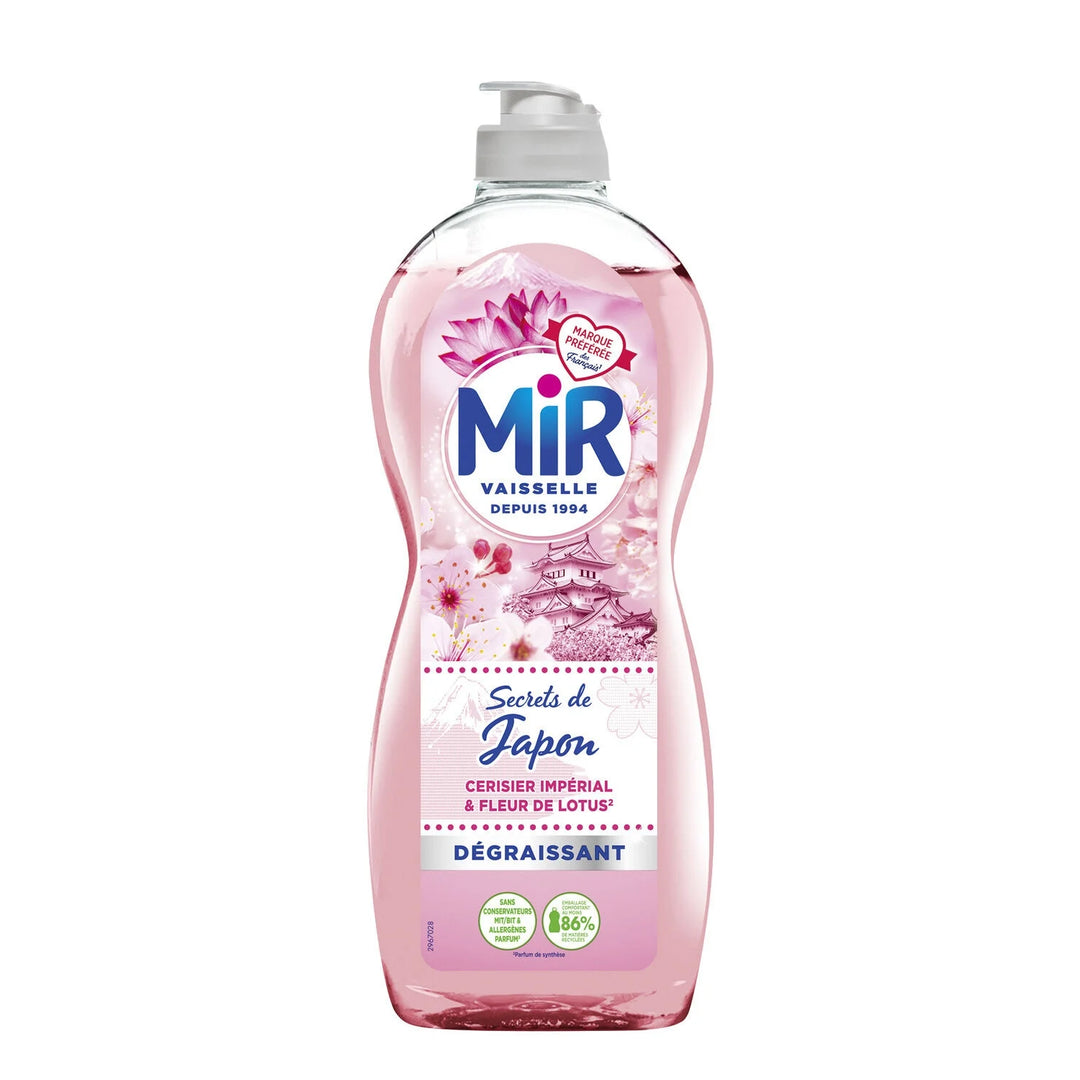 MIR-Liquide Vaisselle Dilué Secrets de Japon Fleurs de Lotus et Cerisier Dégraissant 675 ml