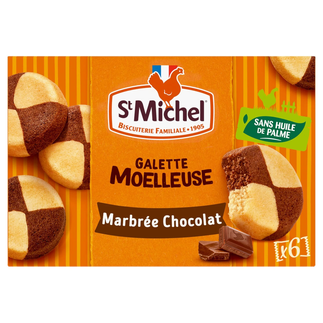 ST-MICHEL-Gâteaux Galettes Moelleuses Marbrées Chocolat paquet de 6 galettes 180g