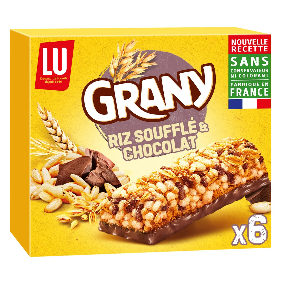 LU 6 Barres de Grany riz soufflé et chocolat  125G
