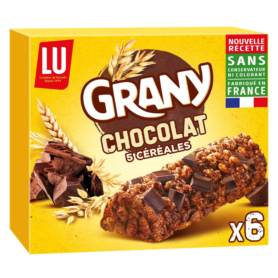 Lu 6 Barres de céréales Grany chocolat 5 céréales  125G