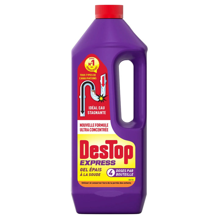 Destop - Déboucheur Gel Express 950ml - Action rapide, 4 doses pour déboucher vos canalisations