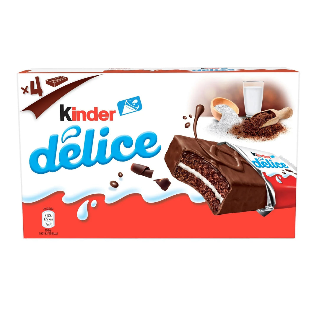 KINDER-Gâteau délice cacao et fourré lait la boite de 156g