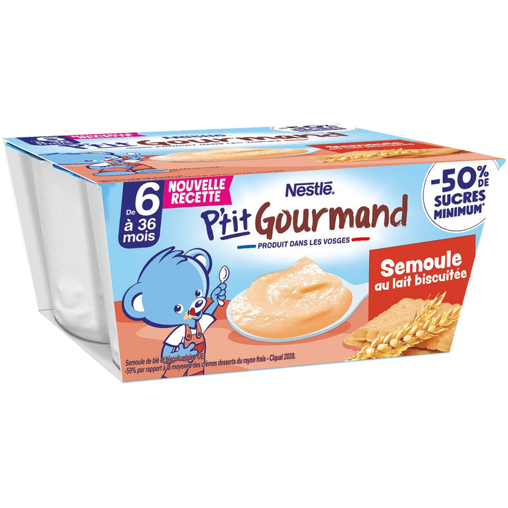 NESTLÉ - P'tit Gourmand Semoule au lait Biscuitée- 4X100g