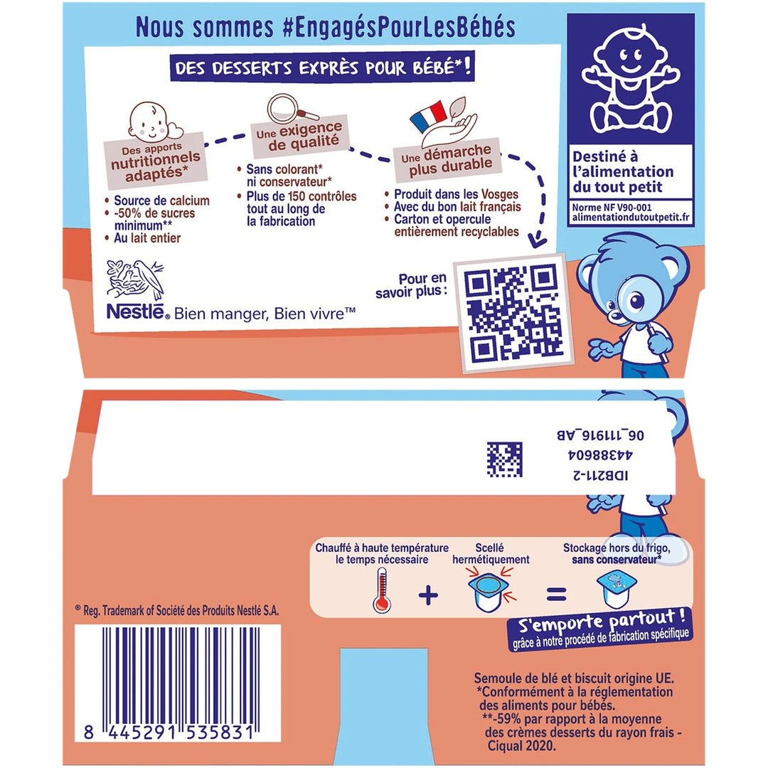 NESTLÉ - P'tit Gourmand Semoule au lait Biscuitée- 4X100g