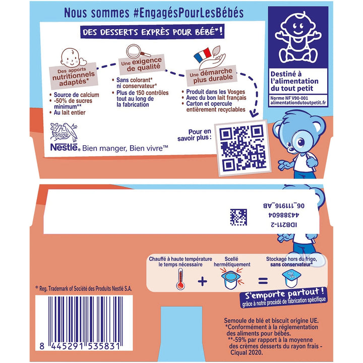 NESTLÉ - P'tit Gourmand Semoule au lait Biscuitée- 4X100g