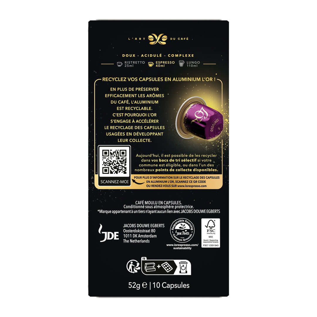 L'OR-Espresso Sontuoso intensité 8 , 10 capsules-52G