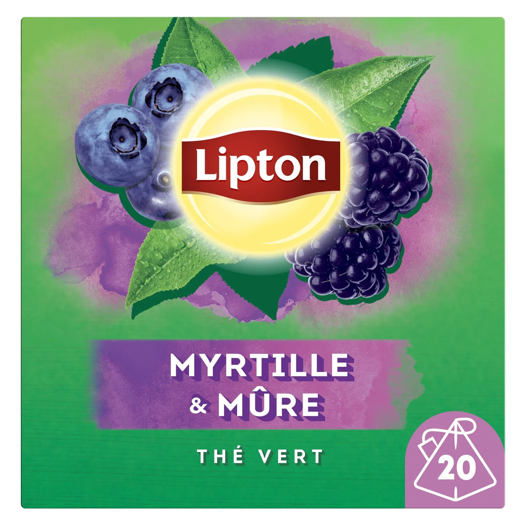 LIPTON-Thé vert myrtille & mure 20 sachets