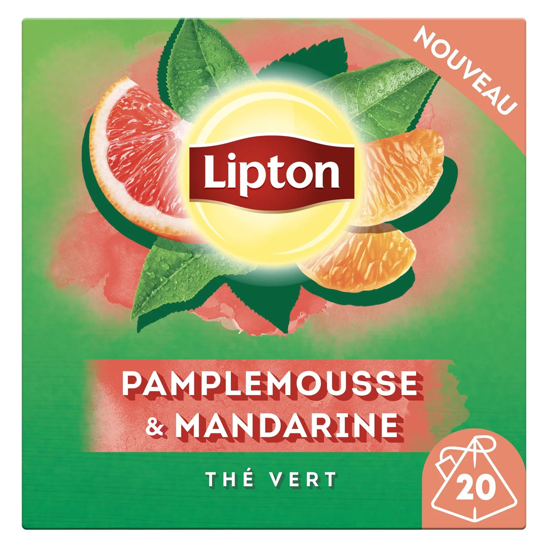 LIPTON-Thé Vert Pamplemousse Mandarine 20 sachets