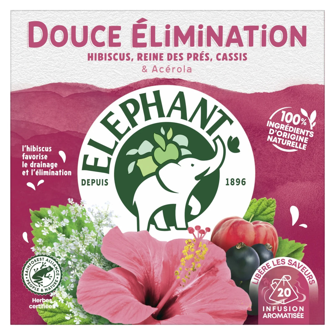 ELEPHANT-Douce élimination hibiscus reine des prés,cassis & acérola 20 sachets