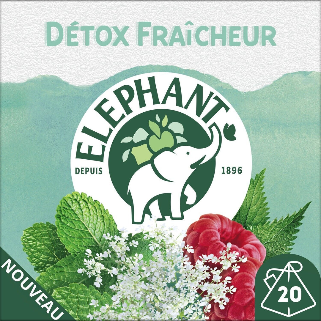 ELEPHANT-Infusion detox fraicheur reine des prés menthe poivrée framboise & feuille d'Ortie 20 sachets
