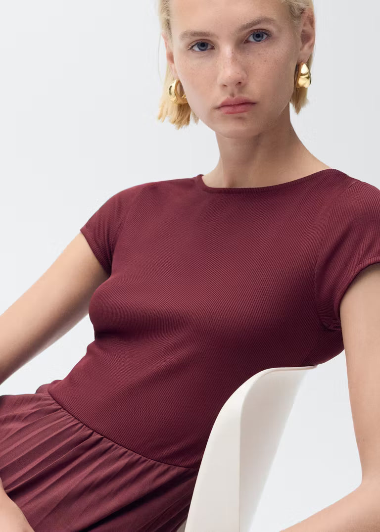 Mango – Robe Plissée Combinée – Taille L
