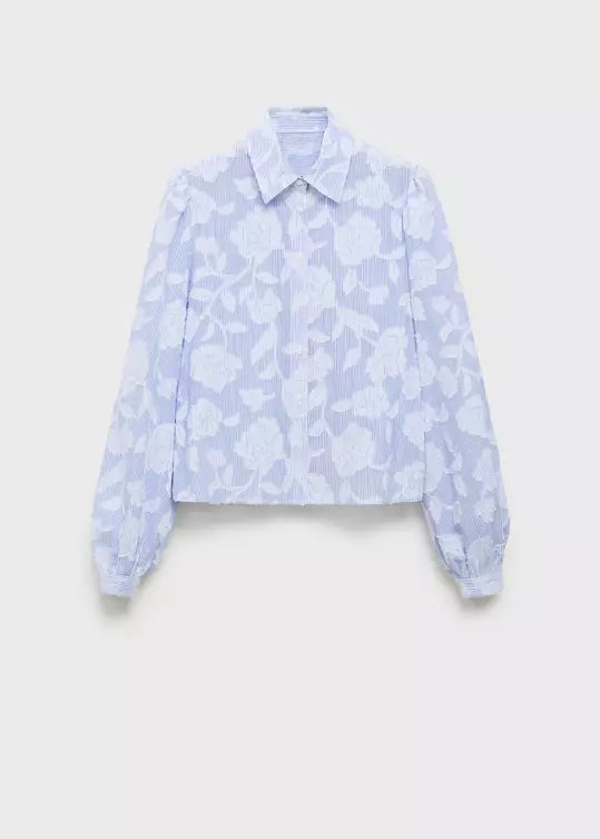 Mango - Chemise Rayée avec Détails Brodés – Taille L