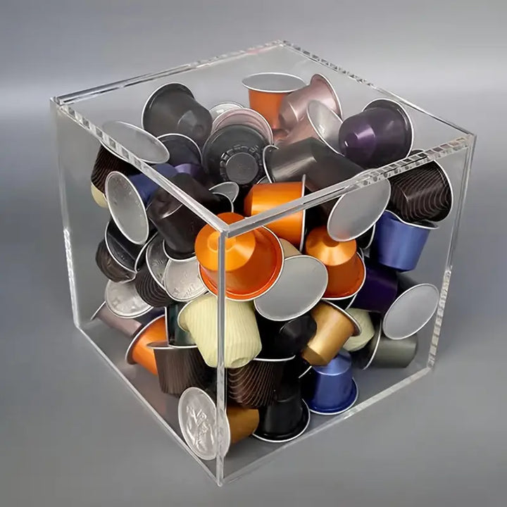 Boîte de rangement en acrylique avec couvercle à rabat