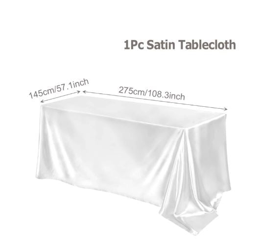 Nappe de table satin rectangulaire de couleur unie, nappe blanche 145*200 cm