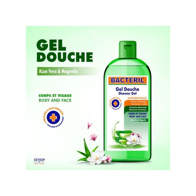 BACTERIL-Gel douche corps et visage AloeVera & Magnolia