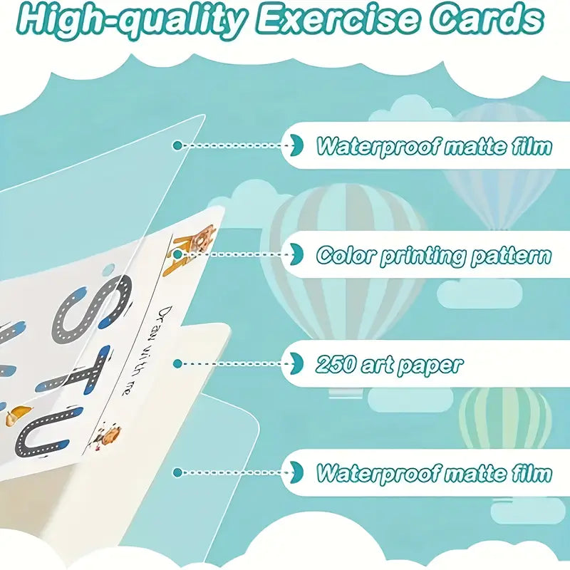 Un ensemble de cahiers d'exercice réutilisables pour enfants avec des stylos effaçables