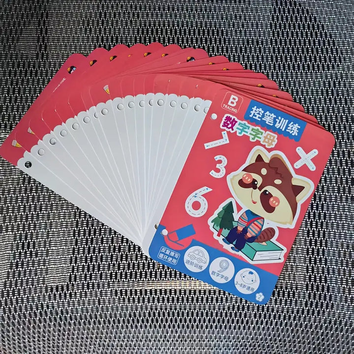 Cahier d'Entraînement Réutilisables pour Enfants avec Stylo Effaçable