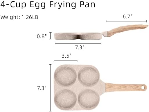 Poêle à omelette CAROTE Egg Pan, poêle à omelette antiadhésive en granit de 4 tasses