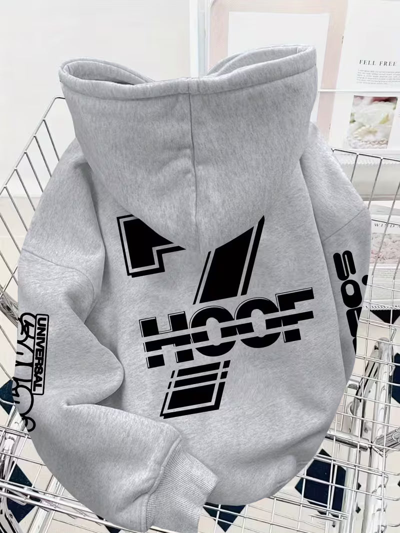 Sweat à Capuche Épais en Peluche pour Homme – Motifs Géométriques Abstraits – Taille L