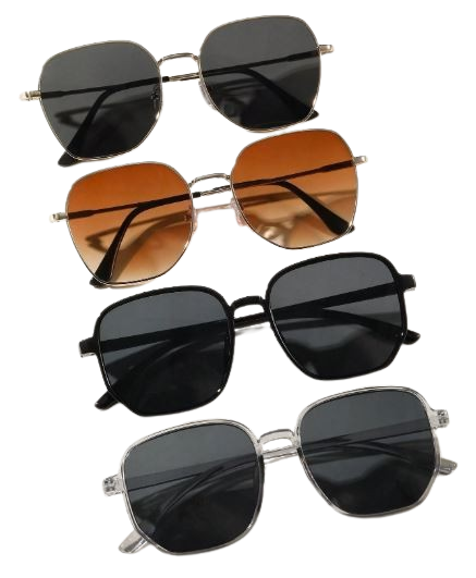 Lunettes de soleil unisexes carrées style tendance, 4 pièces