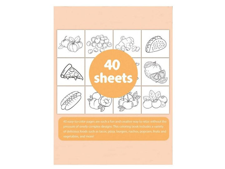Livre à colorier créatif avec 40 pages de dessins animés de nourriture et de fruits