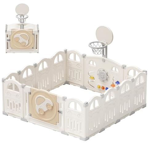 Parc pour Bébés Pliable UBRAVO – Thème Voiture avec Mini Panier et Balles Colorées