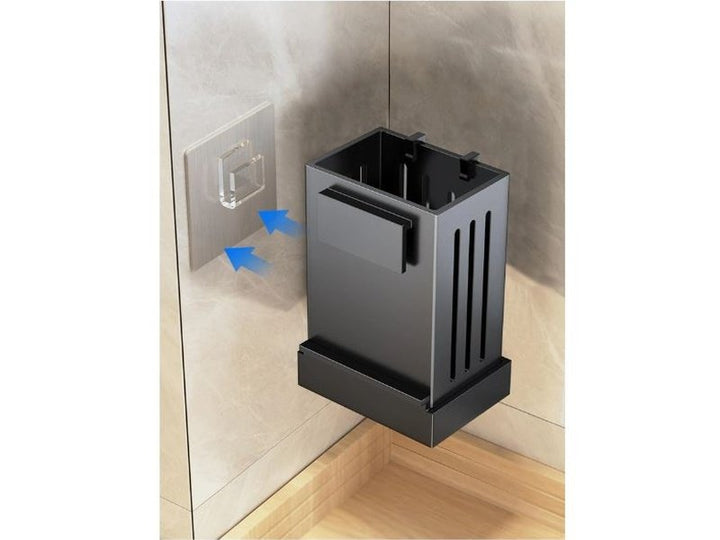 Porte-ustensiles de cuisine mural polyvalent en fer noir, design moderne