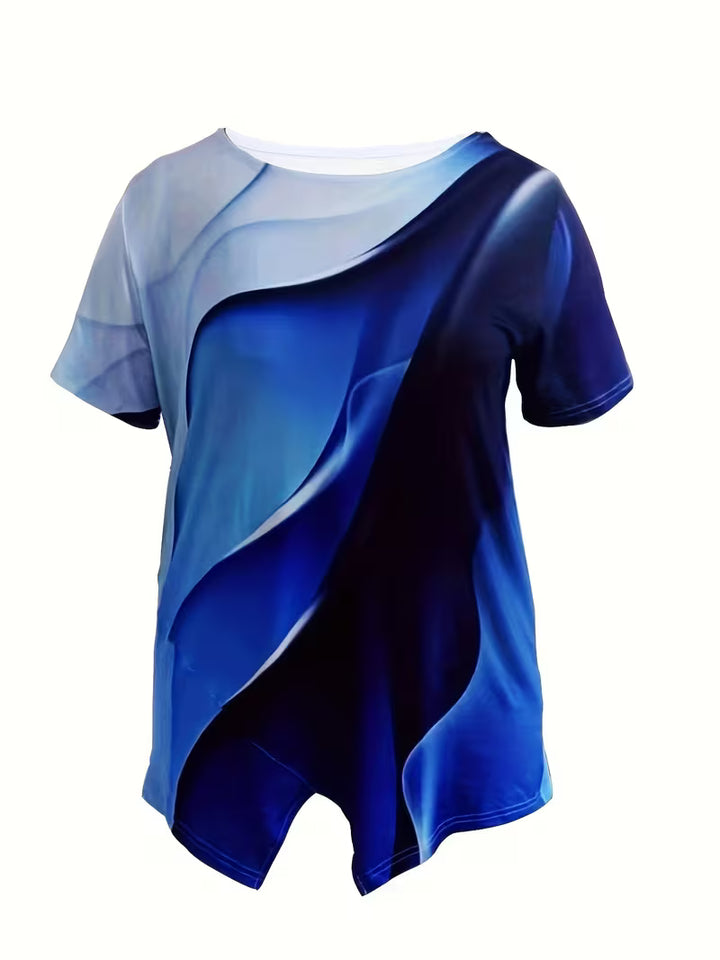 Haut décontracté à manches courtes pour le printemps et l'été, vêtements grande taille pour femmes - 3XL