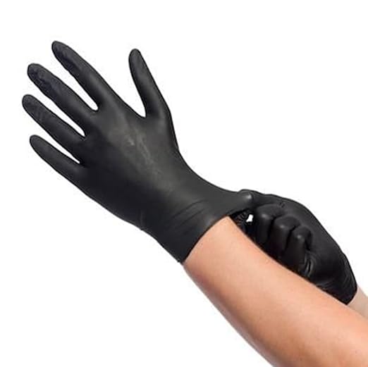 Lot de 20 Gants en Nitrile Noir – Jetables Sans Poudre