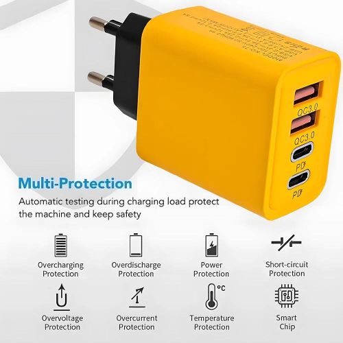 Chargeur USB Type-C PD – Adaptateur de Charge Rapide 4 Ports