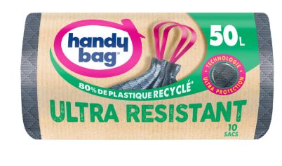 Handy Bag - Sac Poubelle Ultra Résistant 50L x10 - Solidité maximale pour déchets lourds