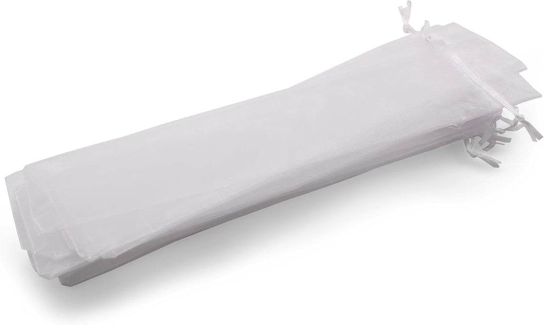 Lot de 50 Sachets en Organza Blanc – 26 cm x 6 cm