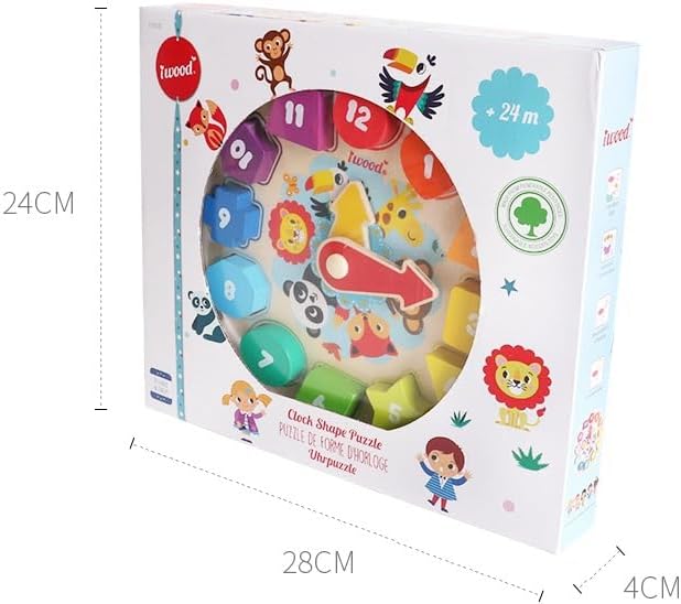 Puzzle horloge bois multicolore