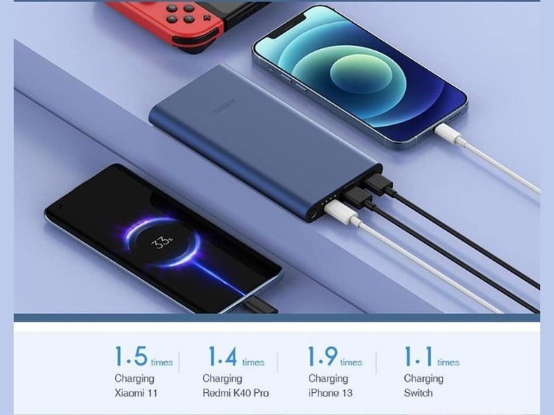 Batterie externe Xiaomi 10.000 mAh avec charge rapide 22,5W Power Bank Bleu EU BHR5884GL