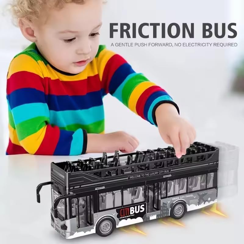 Bus De Tourisme Jouet Échelle 1 16 LED Sonorisation Portes Ouvertes Jeux Éducatifs